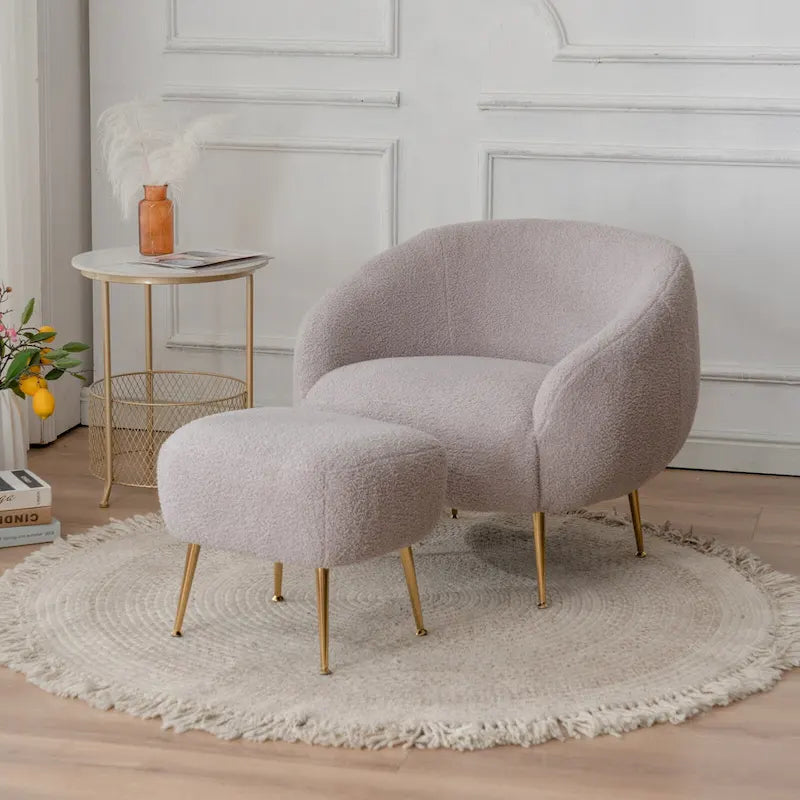 Modern Barrel Accent Chair with Ottoman Comfortable and Stylish Seating for Small Spaces - 31.4 (L) x 29.5 (W) x 25.6 (H)
