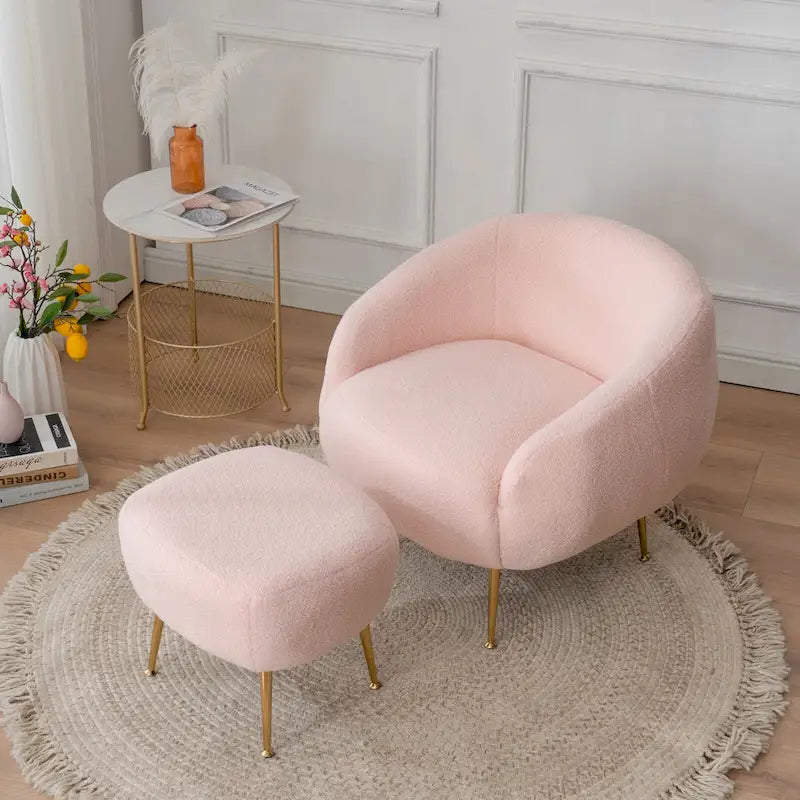 Modern Barrel Accent Chair with Ottoman Comfortable and Stylish Seating for Small Spaces - 31.4 (L) x 29.5 (W) x 25.6 (H)