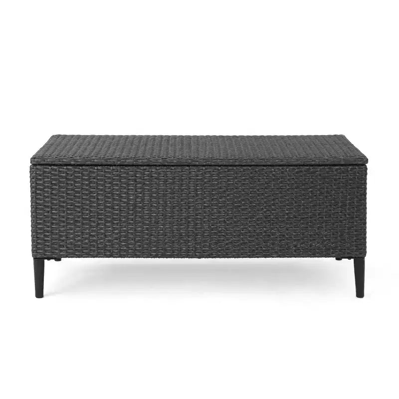 GDFStudio Sandy Outdoor Wicker Storage Unit, Gray/Black