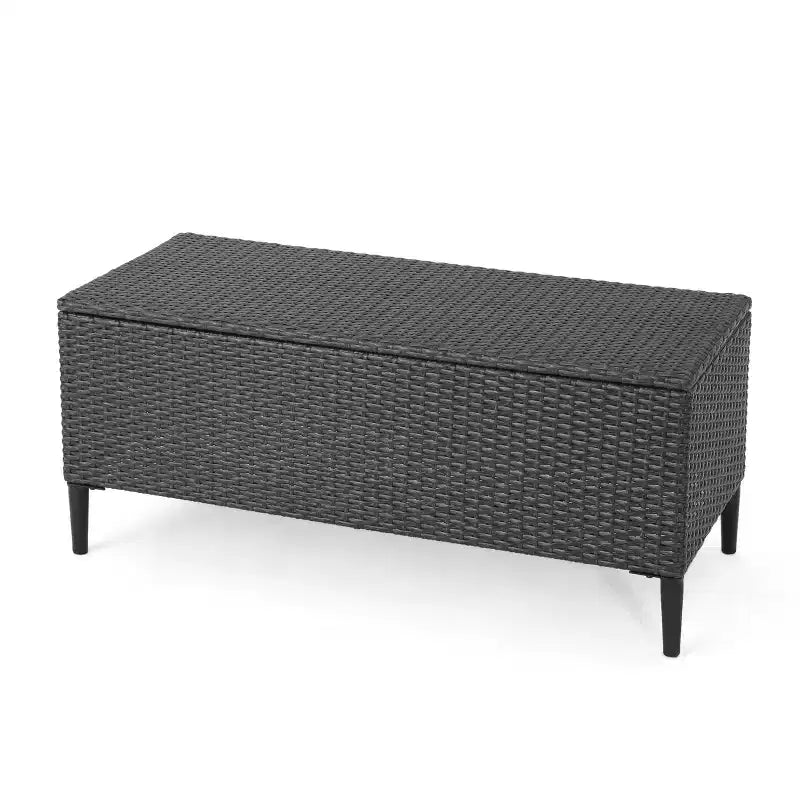 GDFStudio Sandy Outdoor Wicker Storage Unit, Gray/Black