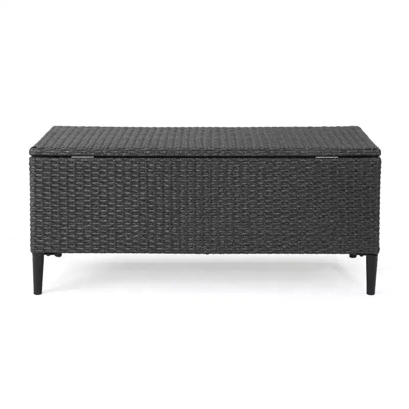 GDFStudio Sandy Outdoor Wicker Storage Unit, Gray/Black
