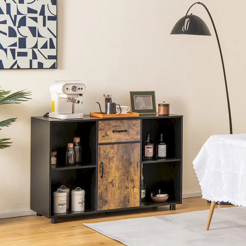 Costway Farmhouse Buffet Sideboard Coffee Bar File Cabinet Console - 48 x 16 x 31.5 (L x W x H)