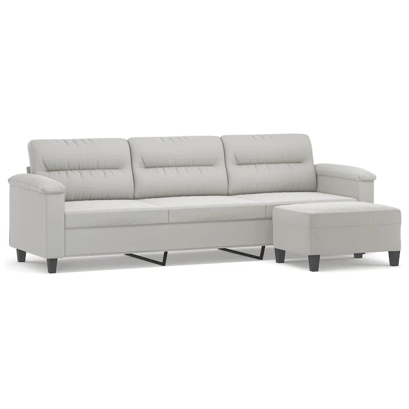 vidaXL Couch Modern Accent Upholstered Chair with Footstool Microfiber Fabric