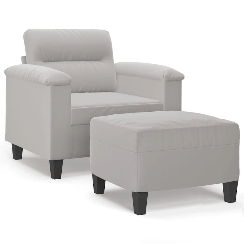 vidaXL Couch Modern Accent Upholstered Chair with Footstool Microfiber Fabric