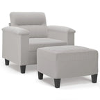 vidaXL Couch Modern Accent Upholstered Chair with Footstool Microfiber Fabric