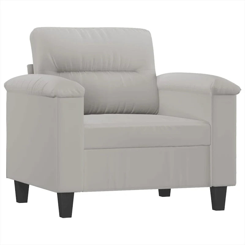 vidaXL Couch Modern Accent Upholstered Chair with Footstool Microfiber Fabric
