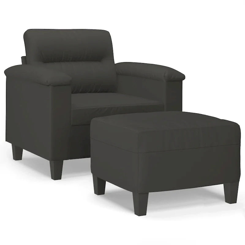 vidaXL Couch Modern Accent Upholstered Chair with Footstool Microfiber Fabric
