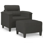 vidaXL Couch Modern Accent Upholstered Chair with Footstool Microfiber Fabric