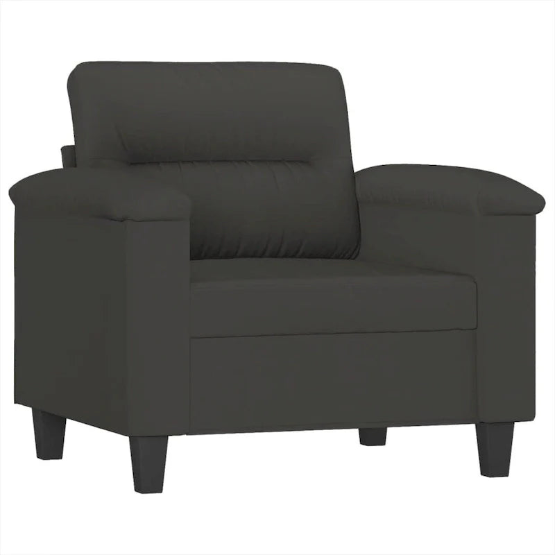 vidaXL Couch Modern Accent Upholstered Chair with Footstool Microfiber Fabric