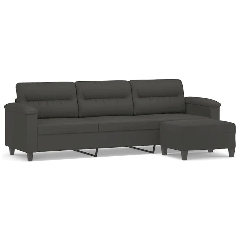 vidaXL Couch Modern Accent Upholstered Chair with Footstool Microfiber Fabric