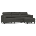 vidaXL Couch Modern Accent Upholstered Chair with Footstool Microfiber Fabric