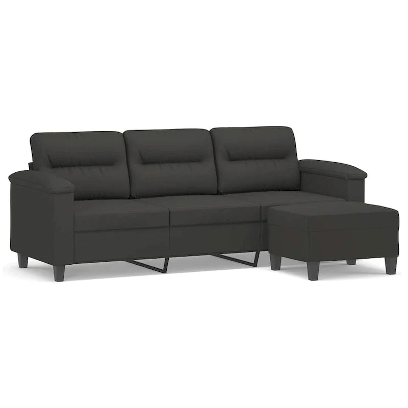 vidaXL Couch Modern Accent Upholstered Chair with Footstool Microfiber Fabric
