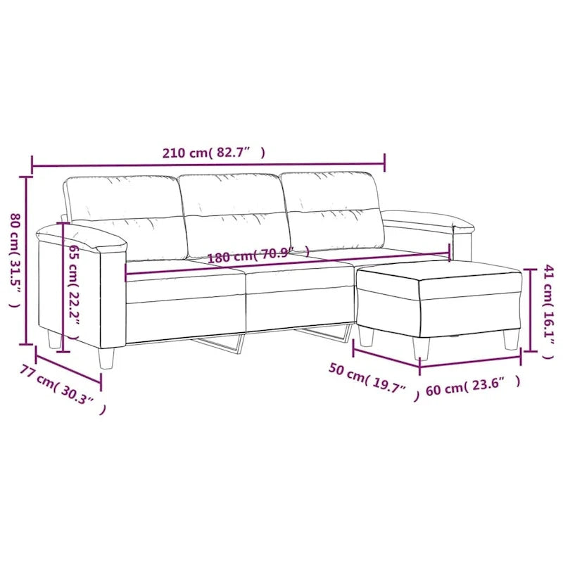 vidaXL Couch Modern Accent Upholstered Chair with Footstool Microfiber Fabric