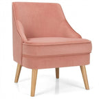 Velvet Upholstered Accent Chair with Rubber Wood Legs - 27 x 25 x 30 (L x W x H)
