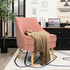 Velvet Upholstered Accent Chair with Rubber Wood Legs - 27 x 25 x 30 (L x W x H)