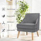 Velvet Upholstered Accent Chair with Rubber Wood Legs - 27 x 25 x 30 (L x W x H)