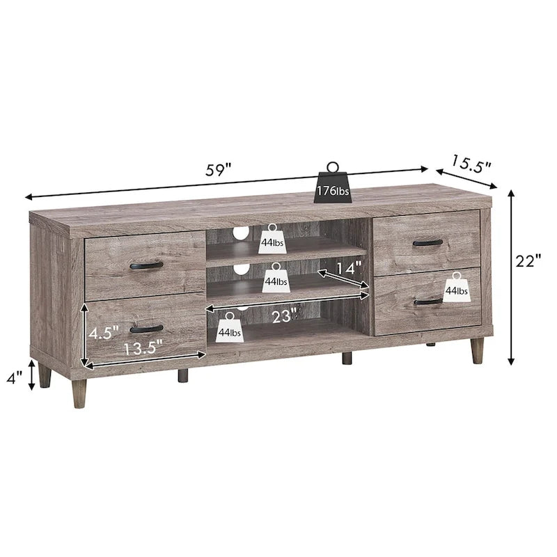 Costway TV Stand Entertainment Center Hold up to 65 TV with Storage - See Details