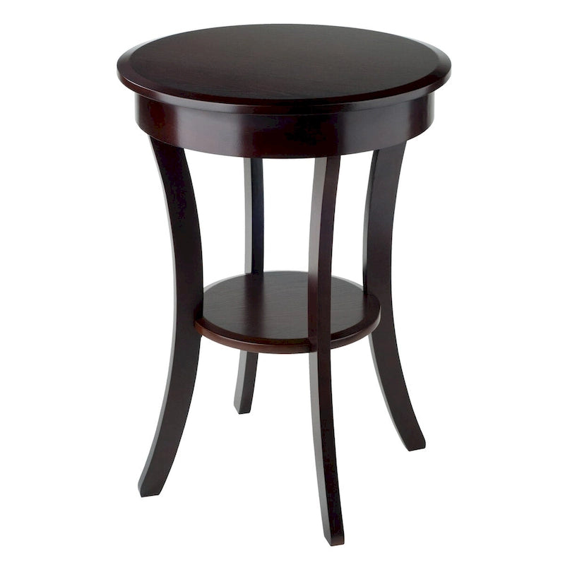 Sasha Round Accent Table, Cappuccino - 20W x 20D x 27H.