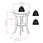 Sasha Round Accent Table, Cappuccino - 20W x 20D x 27H.