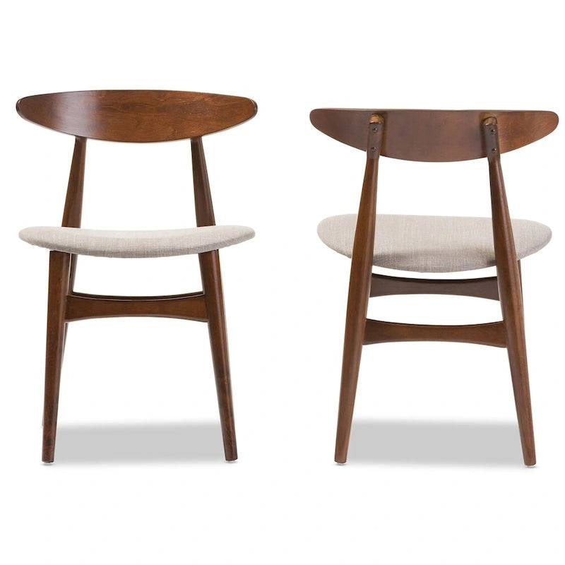 Flora Mid-Century Modern Light Grey Fabric and Oak Medium Brown Finishing Wood Dining Chair