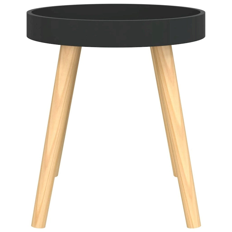 vidaXL Side Table Round End Coffee Table Engineered Wood and Solid Wood Pine - 15x15x15.7