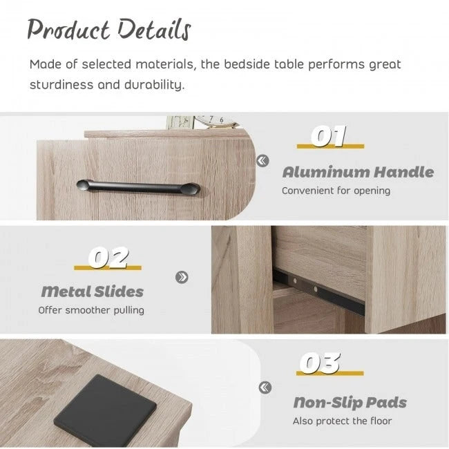 Compact Nightstand with Drawer and Shelf
