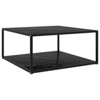vidaXL Coffee Table Black 31.5x31.5x13.8 Tempered Glass - 31.5 x 31.5 x 13.8