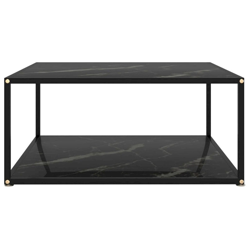 vidaXL Coffee Table Black 31.5x31.5x13.8 Tempered Glass - 31.5 x 31.5 x 13.8