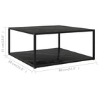 vidaXL Coffee Table Black 31.5x31.5x13.8 Tempered Glass - 31.5 x 31.5 x 13.8