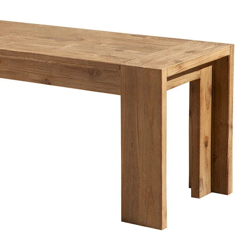 Solid Acacia Wood Bench with Bracket Legs, Brown - 18 H x 58 W x 16 L Inches