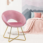 Costway Modern Velvet Accent Chair Upholstered Vanity Chair w/Golden - See Details