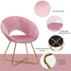 Costway Modern Velvet Accent Chair Upholstered Vanity Chair w/Golden - See Details