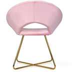 Costway Modern Velvet Accent Chair Upholstered Vanity Chair w/Golden - See Details