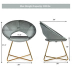 Costway Modern Velvet Accent Chair Upholstered Vanity Chair w/Golden - See Details