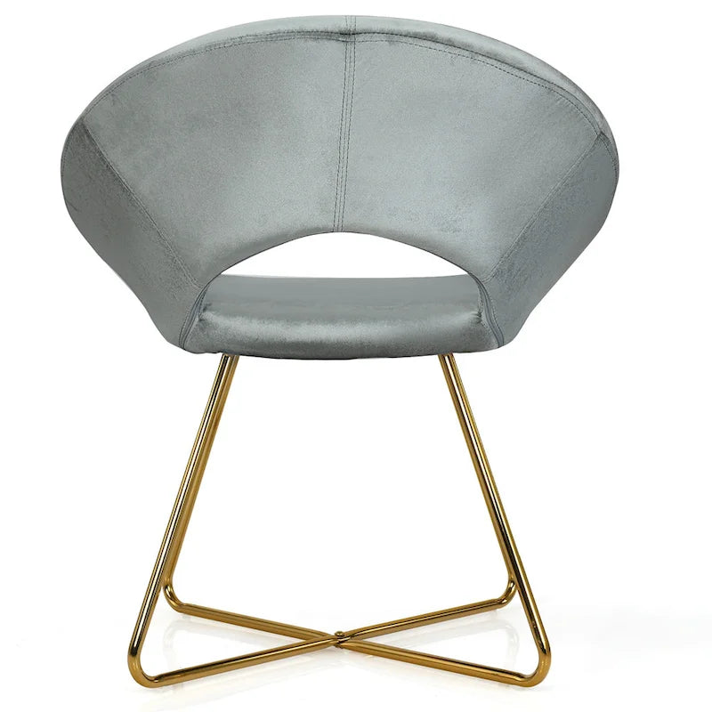 Costway Modern Velvet Accent Chair Upholstered Vanity Chair w/Golden - See Details