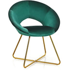 Costway Modern Velvet Accent Chair Upholstered Vanity Chair w/Golden - See Details