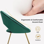 Costway Modern Velvet Accent Chair Upholstered Vanity Chair w/Golden - See Details