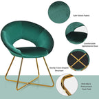 Costway Modern Velvet Accent Chair Upholstered Vanity Chair w/Golden - See Details