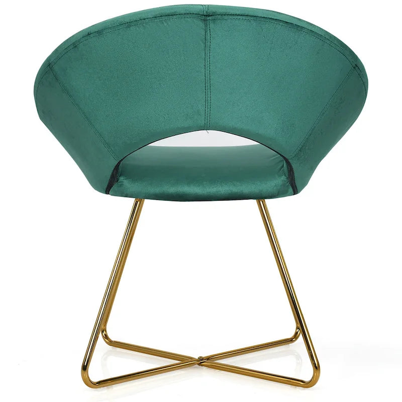 Costway Modern Velvet Accent Chair Upholstered Vanity Chair w/Golden - See Details