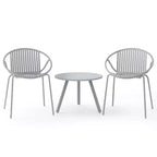 Costway 3 Pieces Bistro Set All Weather PP Patio Conversation Set with Round Coffee table Gray/Green