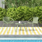 Costway 3 Pieces Bistro Set All Weather PP Patio Conversation Set with Round Coffee table Gray/Green