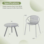 Costway 3 Pieces Bistro Set All Weather PP Patio Conversation Set with Round Coffee table Gray/Green