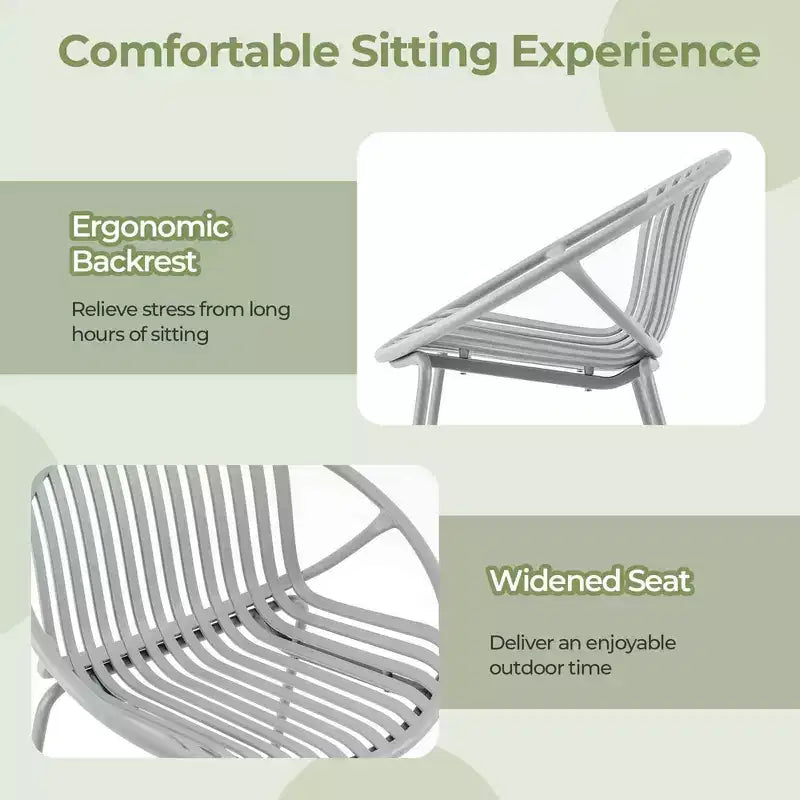 Costway 3 Pieces Bistro Set All Weather PP Patio Conversation Set with Round Coffee table Gray/Green