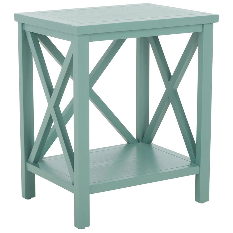 SAFAVIEH Yasumi White Cross Back End Table - 18.1 x 13.4 x 21.5 - 18Wx13Dx22H