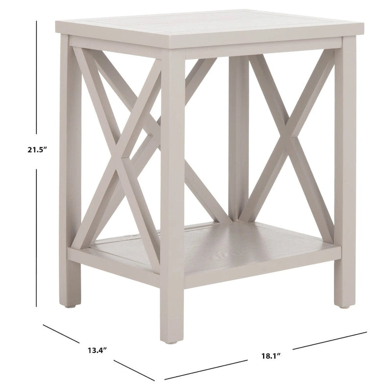 SAFAVIEH Yasumi White Cross Back End Table - 18.1 x 13.4 x 21.5 - 18Wx13Dx22H