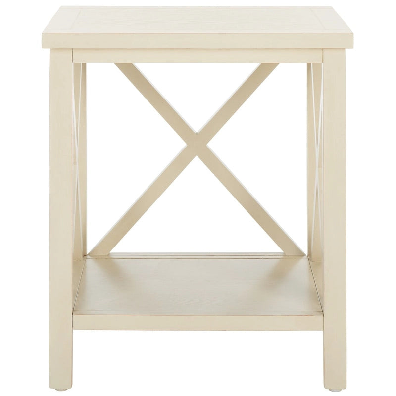 SAFAVIEH Yasumi White Cross Back End Table - 18.1 x 13.4 x 21.5 - 18Wx13Dx22H