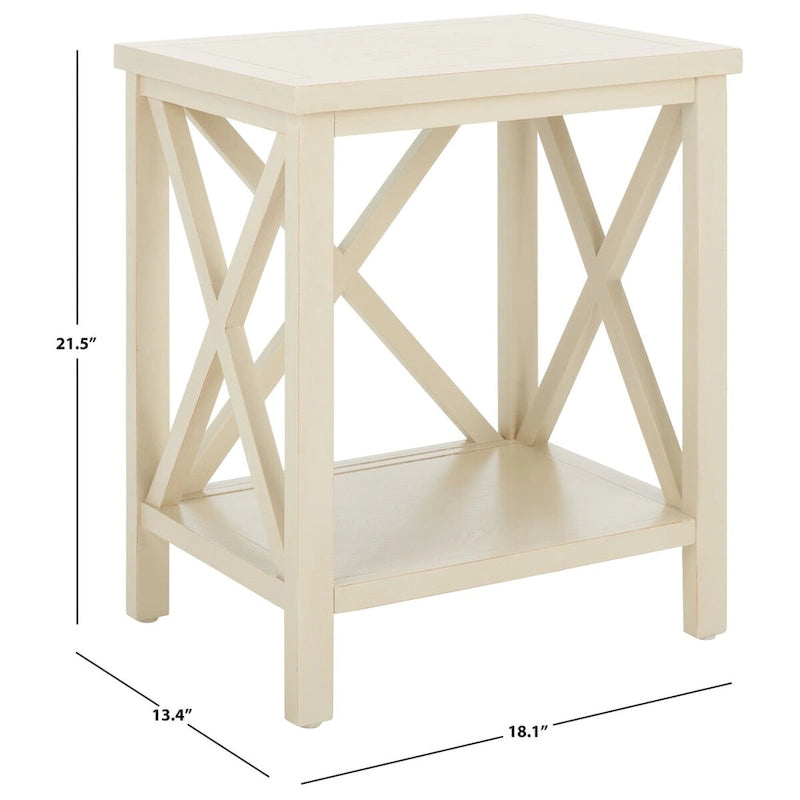 SAFAVIEH Yasumi White Cross Back End Table - 18.1 x 13.4 x 21.5 - 18Wx13Dx22H