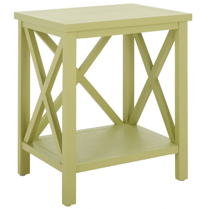 SAFAVIEH Yasumi White Cross Back End Table - 18.1 x 13.4 x 21.5 - 18Wx13Dx22H
