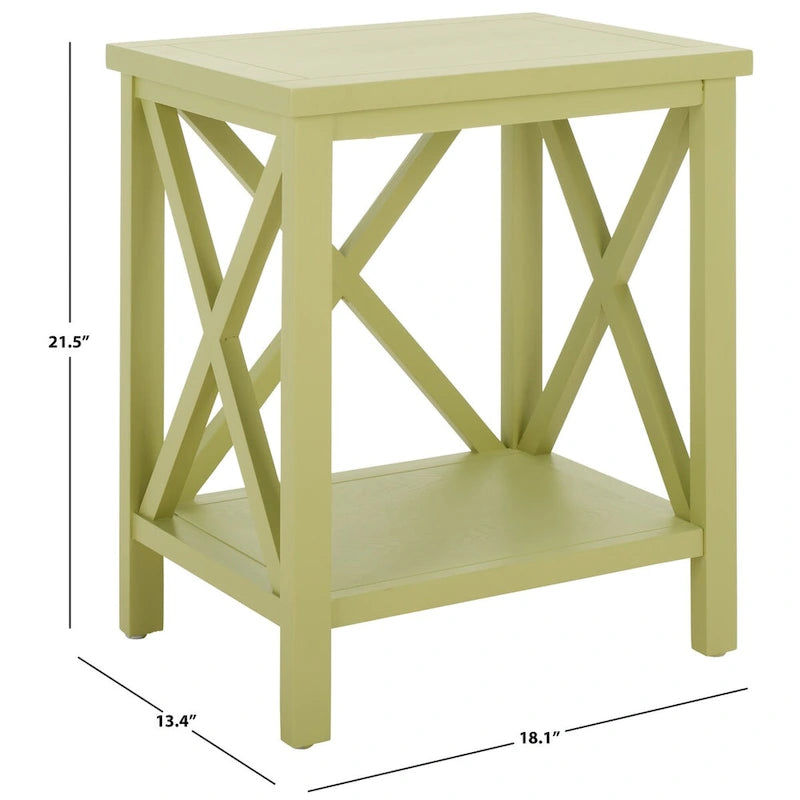 SAFAVIEH Yasumi White Cross Back End Table - 18.1 x 13.4 x 21.5 - 18Wx13Dx22H