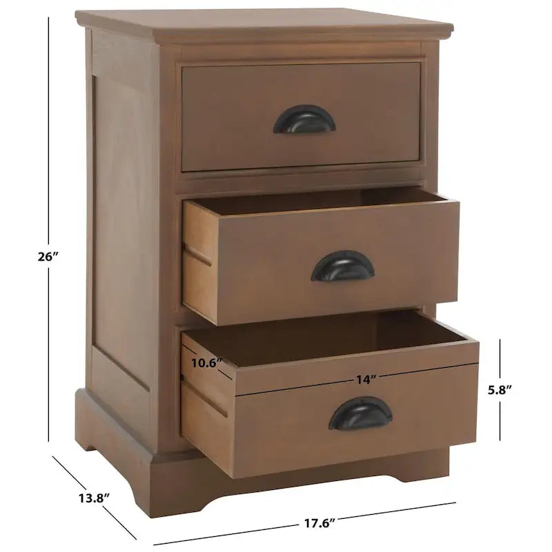 SAFAVIEH Claudine Grey 3-Drawer Storage Side Table - 17.7 x 13.8 x 26.8 - 18Wx14Dx26H